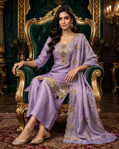 Women's 3-Piece Frock Kurta Set with Palazzo, Duppata