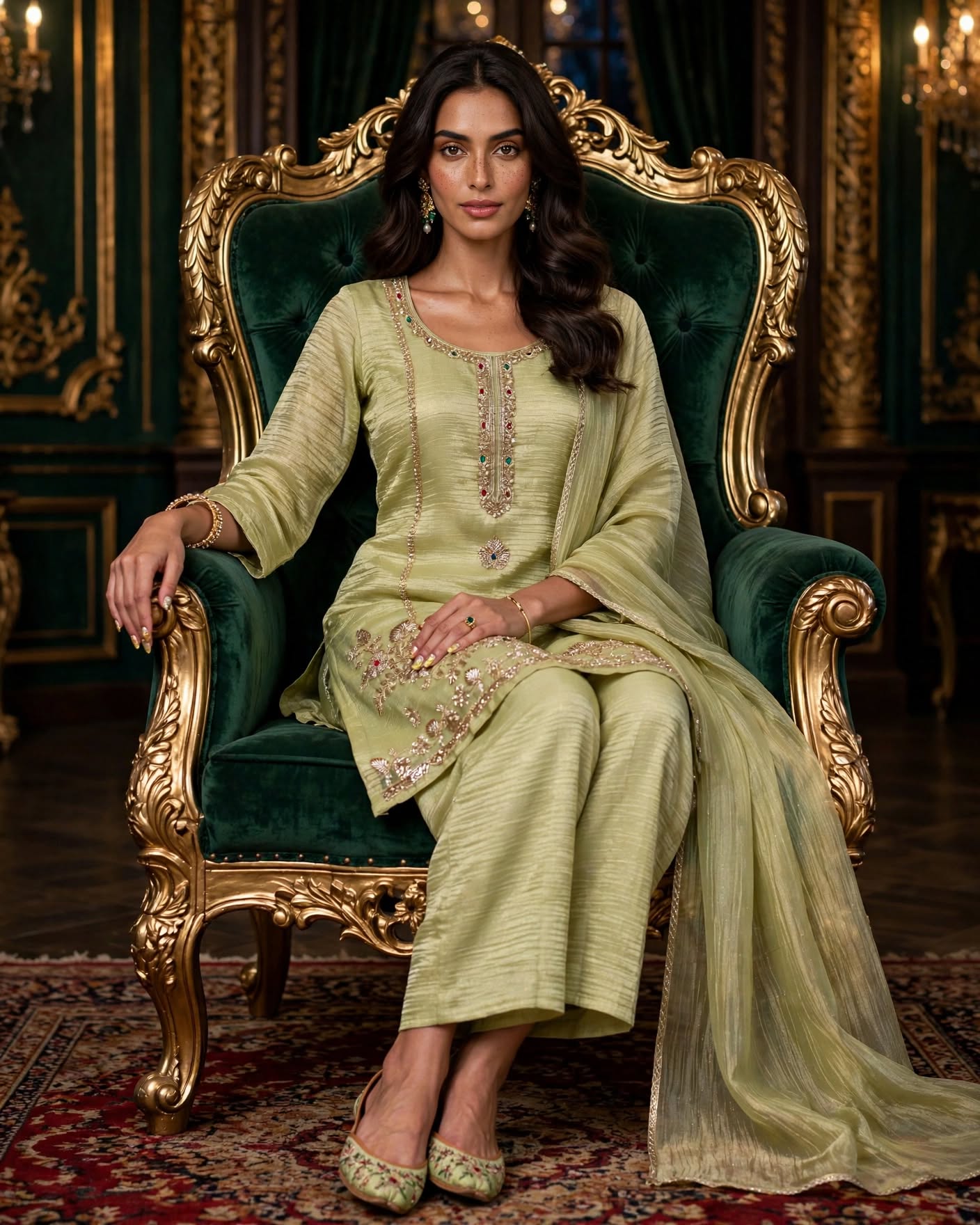 Women's 3-Piece Frock Kurta Set with Palazzo, Duppata