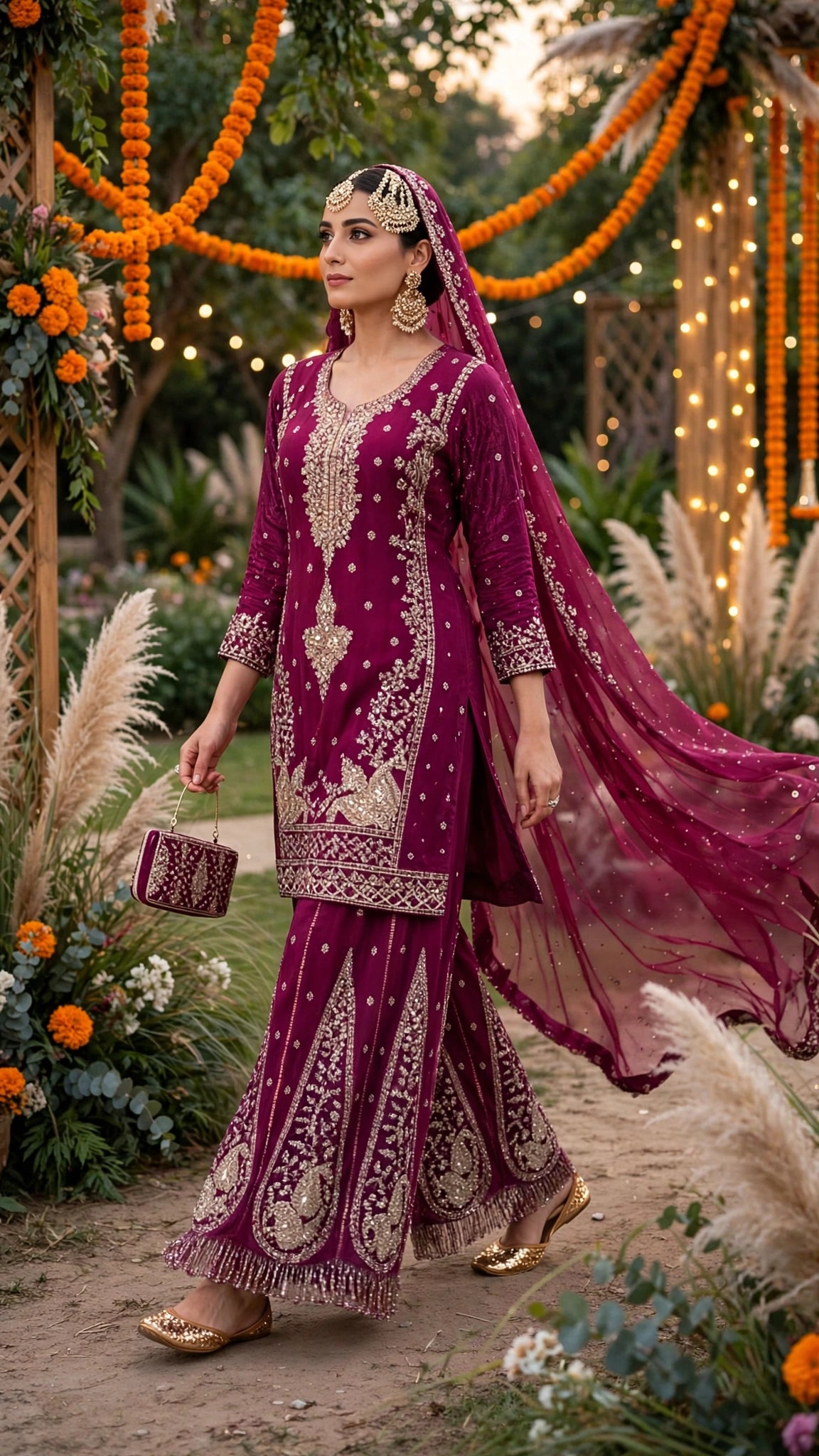 Women's 3-Piece Kurta Set with Palazzo & Dupatta