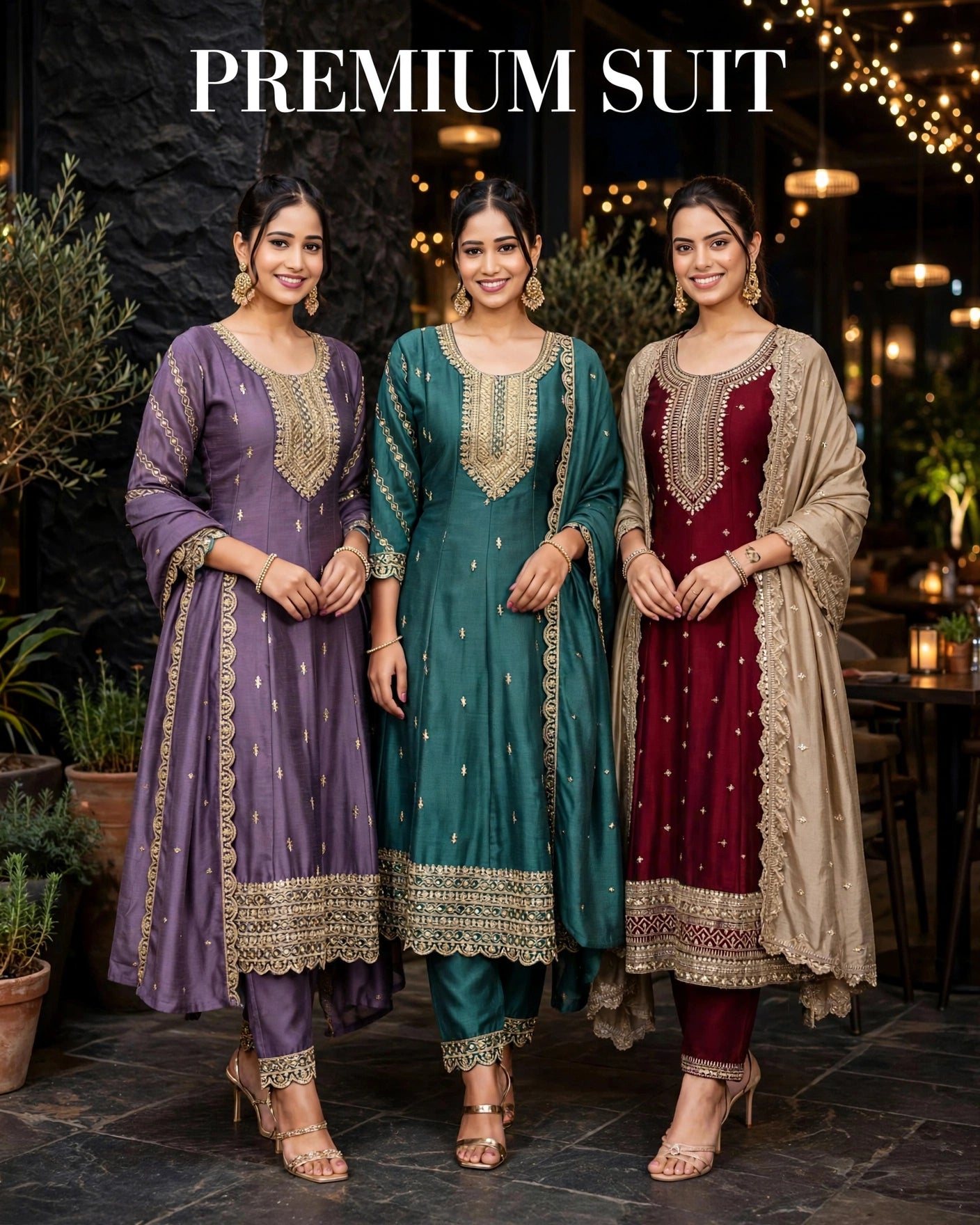 Women's Premium 3-Piece Kurta Set with Palazzo, Duppata