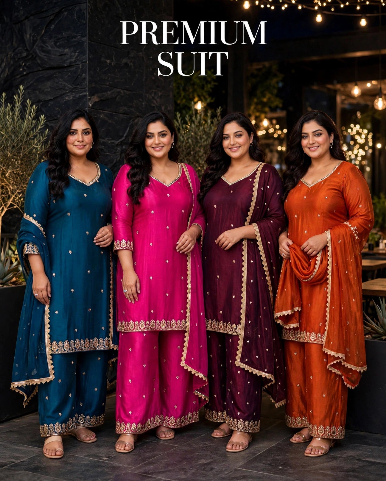 Women's 3-Piece Kurta Set with Palazzo, Duppata