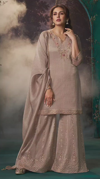Women's 3-Piece Kurta Set with Palazzo & Dupatta