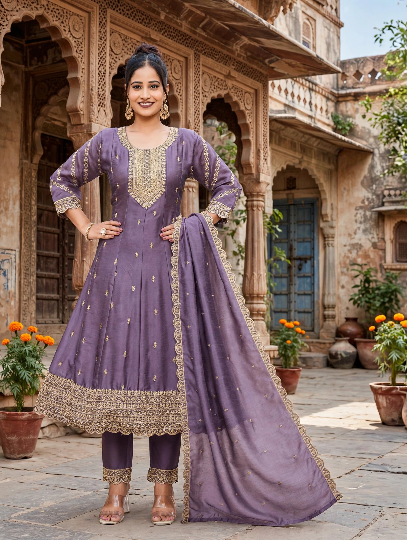 Women's Premium 3-Piece Kurta Set with Palazzo, Duppata