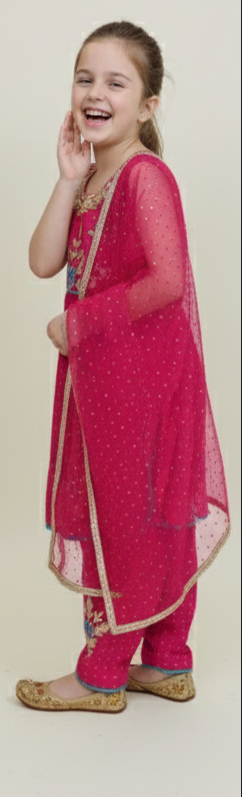 Girls Embroidered Kids Frock Kameez Suit